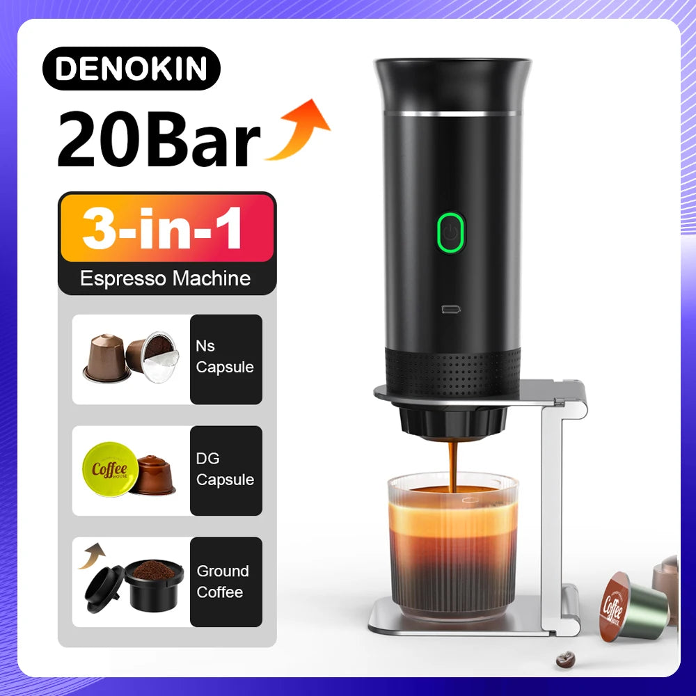 Portable 3-in-1 Espresso Coffee Maker | Compatible with Capsules & Ground Coffee
