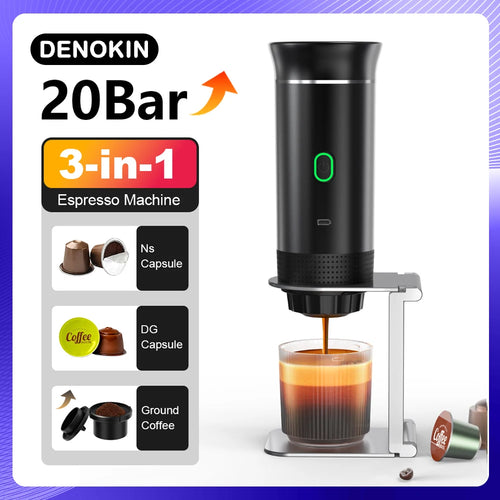 Portable 3-in-1 Espresso Coffee Maker | Compatible with Capsules & Ground Coffee