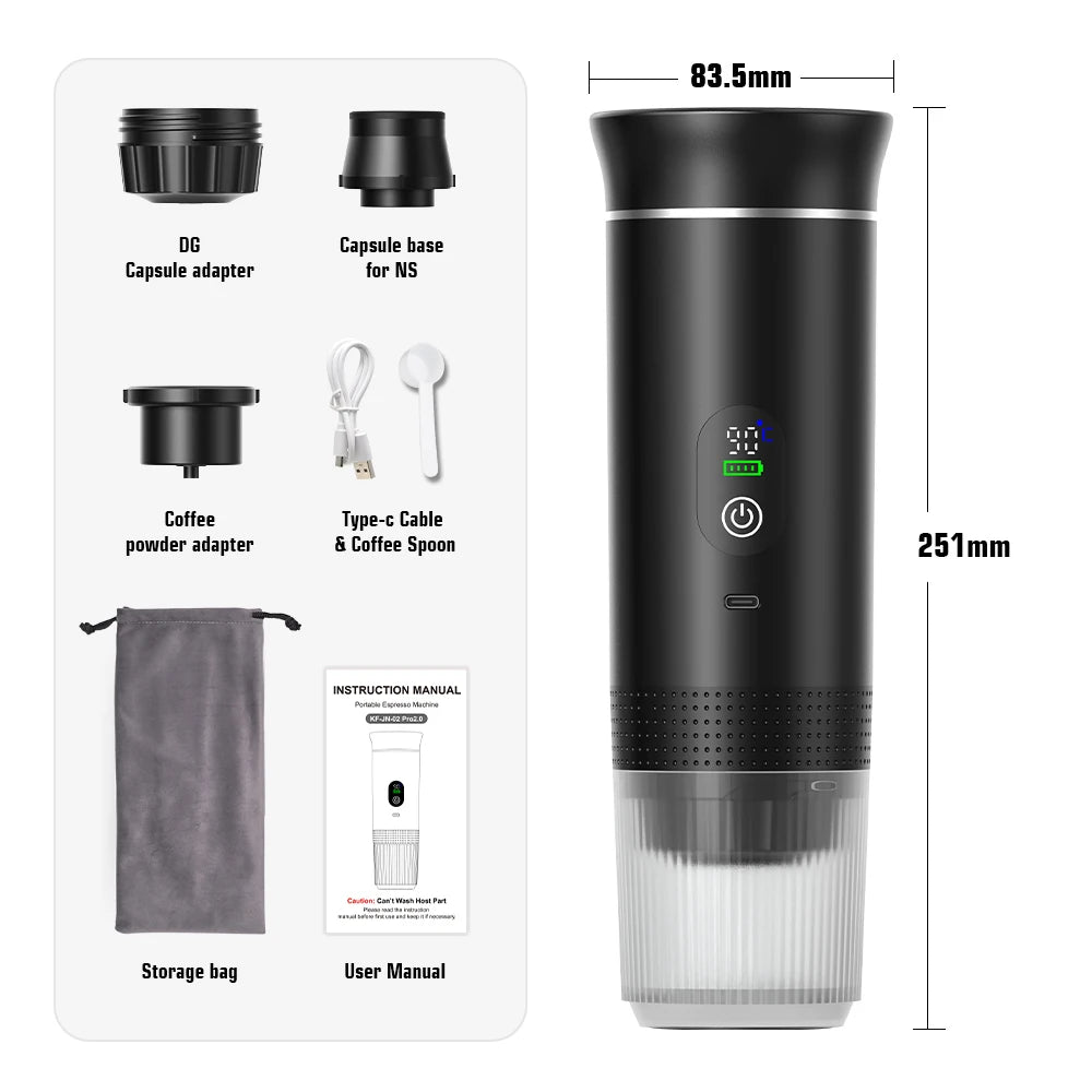 Portable 3-in-1 Espresso Coffee Maker | Compatible with Capsules & Ground Coffee