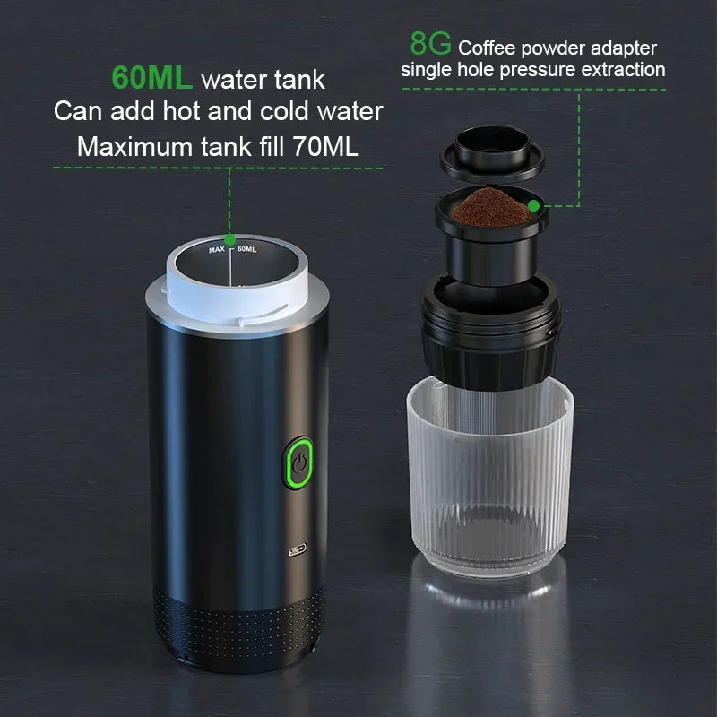 Portable 3-in-1 Espresso Coffee Maker | Compatible with Capsules & Ground Coffee